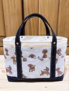 ポケットいっぱい♡ミニトートバッグ風ツールボックス♡トイプードル柄