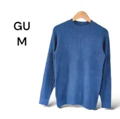 【M】ジーユー GU ニット クルーネック 長袖 ブルー