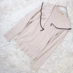 大人可愛い♡ マーリエパーエフデ ビッグカラー ニットプルオーバー ベージュ Mのサムネイル
