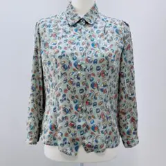ELLY FLORA 쇼와 레트로 총무늬 블라우스 긴팔 레트로 헌 옷 일본제 9