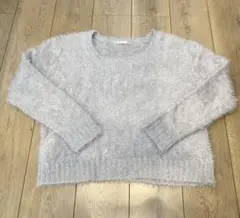 美品⭐︎RETRO GIRL ライトグレー シャギーニットセーター