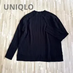 UNIQLOユニクロ ブラッククルーネックセーター 長袖ニット アクリル/ウール