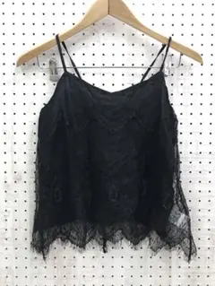 ロマンティックグランジ古着　 シースルー刺繍レースレイヤード　背中リボンキャミソ