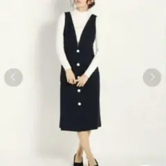 ストロベリーフィールズ アミーポンチ ジャンパースカート ネイビー 替えボタン付のサムネイル