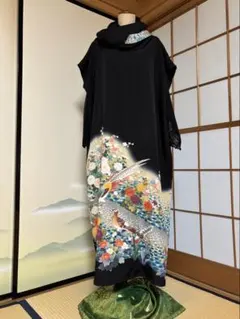 【お値下げ中】留袖リメイク　ワンピース　作家物　ドレス　kimono dress