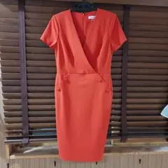 Calvin Klein オレンジ 半袖 ひざ丈ワンピース サイズ8