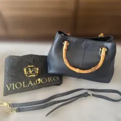 VIOLA d'ORO ネイビレザーハンドバッグのサムネイル