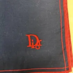 Christian Diorロゴ刺繍 ハンカチ ネイビー