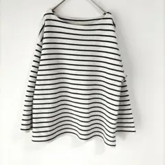 〈noannu〉長袖カットソー　白　黒ボーダー　汚れ毛玉あり　大きめ　3L