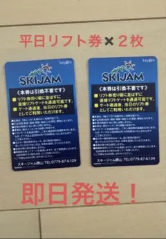 【即発送】スキージャム勝山　平日リフト券✖️２枚