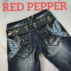 【希少】レッドペッパー デニム 25 蝶バタフライ刺繍 ローライズ Y2K