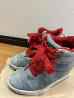 美品　VANS デニム レッド スタッズ ハイカットスニーカー