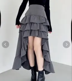 レア RESEXXY ランダムフリルボリュームスカート チャコールグレー