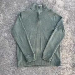 Eddie Bauer 00sコットンニット ハーフジップ タートルネック 緑