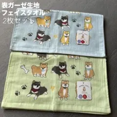 ★新品★北欧　柴犬　豆柴　表ガーゼ生地　ガーゼタオル　フェイスタオル2枚セット