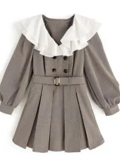 【GRL】ベルト付きチェック柄フリルカラー プリーツミニワンピース［tu832］