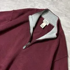 00s LLBean ハーフジップ コットンニット ドライバーズ ボルドー