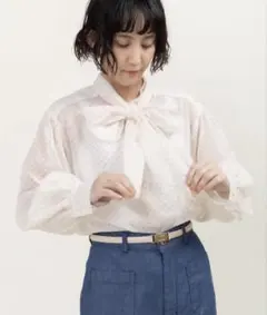 child woman シアードットプリントボウタイブラウス