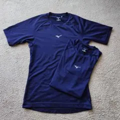 Mizuno 半袖アンダーシャツ 2枚セット　ネイビー／160