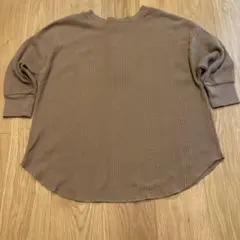 BACK NUMBER ワッフル ヘンリーネック 五分袖 ブラウン M