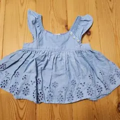BabyGAP　ライトブルーデニム チュニック フリル刺繍付き　80cm