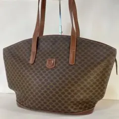 セリーヌ トートバッグ マカダム トリオンフ 肩掛け PVC レザー ブラウン