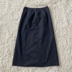 COMME CA DU MODE ネイビー ロング タイトスカート スリット入り