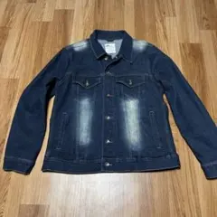 美品　デニムジャケット Gジャン メンズ インディゴブルー ウォッシュ加工　LL