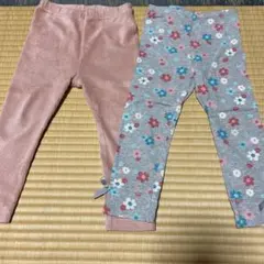 【値下げ】ユニクロ　西松屋　花柄スパッツ　無地パンツセット 90cm