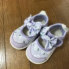 女の子　IFME 水陸両用サンダル パープル チェック柄　14センチ