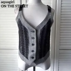 aquagirl ON THE STREET ヘリンボーン&レース　ベスト