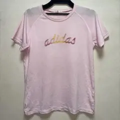 adidas ロゴTシャツ ピンク ラメ Y2K