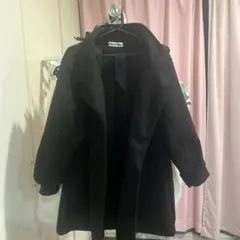 黒いロングコート ウール混合