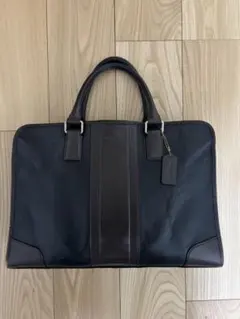 定価13.5万 COACH コーチ 本革 レザー ブリーフケース 黒×茶 A4
