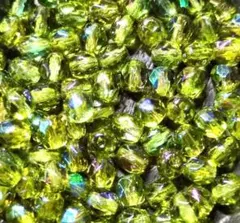 （603）チェコ製 ファイアポリッシュビ一ズ　オリ一ブ　オ一ロラ加工