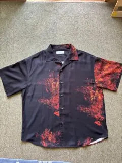 ADRER 柄シャツ ブラック×レッドのサムネイル