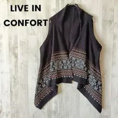 LIVE IN CONFORT フェアアイル ニットベスト ゆったり ポンチョ