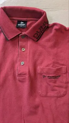 DUNLOPのロゴ入りの長袖ポロシャツです。赤系　Mサイズ