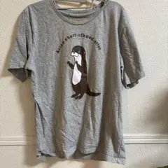 男女兼用　カワウソ Tシャツ グレー