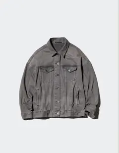 美品 25年モデル ユニクロ デニムオーバーサイズジャケット グレー XL