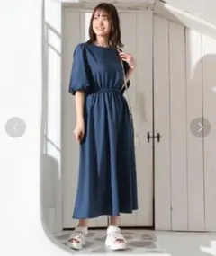 COLZA ウエストドロストワンピース ネイビー S
