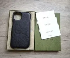 GUCCI 　iPhone15ケース 　ブラックレザー　ジャンボGGロゴのサムネイル