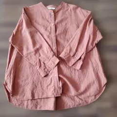 【UNIQLO】リネンブレンドバンドカラーシャツ　7分袖　レディース　XL