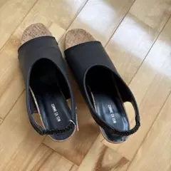 comme ca ismブラック サンダル 約8cmヒール