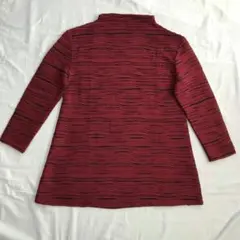 赤と黒の横縞　長袖トップス　ミセス・シニア