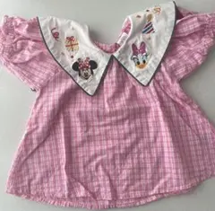 Disney 100周年 ミニートップス ピンク 110 チェック柄