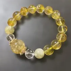 最終値下げ‼️高品質オーロラクォーツと大玉シトリン天然石ブレスレット