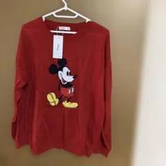 タカヒョー　ミッキーマウス刺繍 赤ニットセーター タグ付未使用
