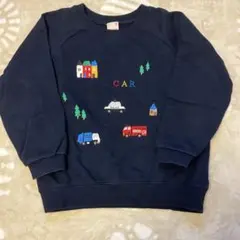 美品 プティマイン はたらく車 刺繍 トレーナー 120