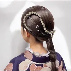 ランダムボールチェーン　シルバー　銀箔付き　チェーン髪飾り　成人式　卒業式